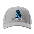 OLM Snap Back hat- blue square lancer decal